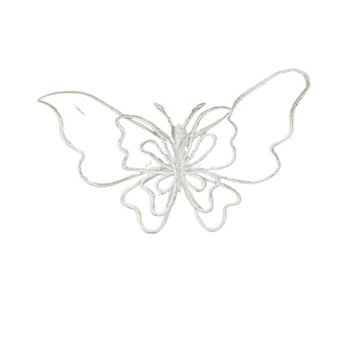 10 Stück weiße Organza-Schmetterlings-Flicken zum Selbermachen, modische Spitzenapplikation für Hochzeitskleidung, dekorative Parches Nähen, Stickerei (F16) von SIDIFU