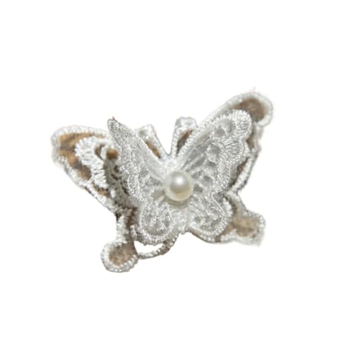 10 Stück weiße Organza-Schmetterlings-Patches zum Selbermachen, modische Spitzenapplikation für Hochzeitskleidung, dekorative Parches Nähen, Stickerei (F10) von SIDIFU
