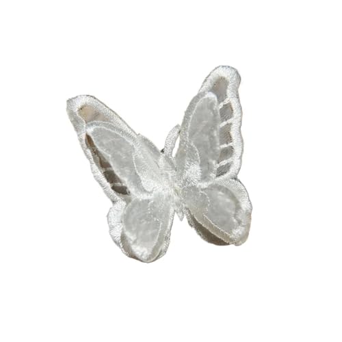 10 Stück weiße Organza-Schmetterlings-Patches zum Selbermachen, modische Spitzenapplikation für Hochzeitskleidung, dekorative Parches Nähen, Stickerei (F11) von SIDIFU