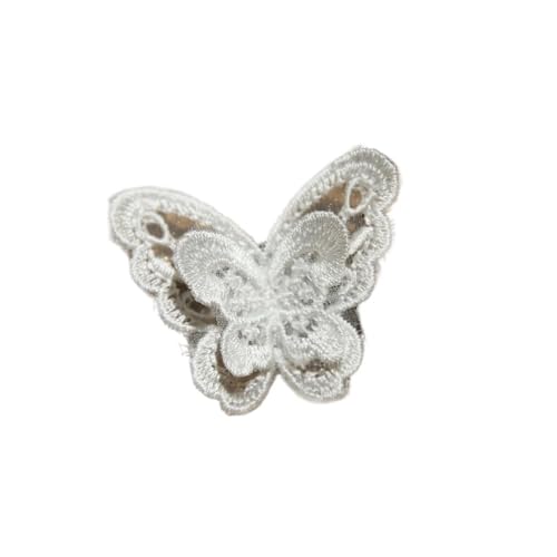 10 Stück weiße Organza-Schmetterlings-Patches zum Selbermachen, modische Spitzenapplikation für Hochzeitskleidung, dekorative Parches Nähen, Stickerei (F14) von SIDIFU