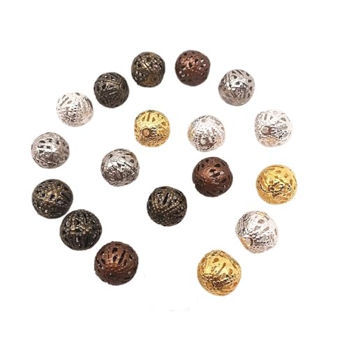 150–30 Stück 4/6/8/10 mm hohle Kugel-Blumen-Perlen, Metall-Charms, Abstandshalter, Perlen für Schmuckherstellung, DIY, handgefertigtes Zubehör (06 verschiedene Farben, 6 mm (80 Stück)) von SIDIFU