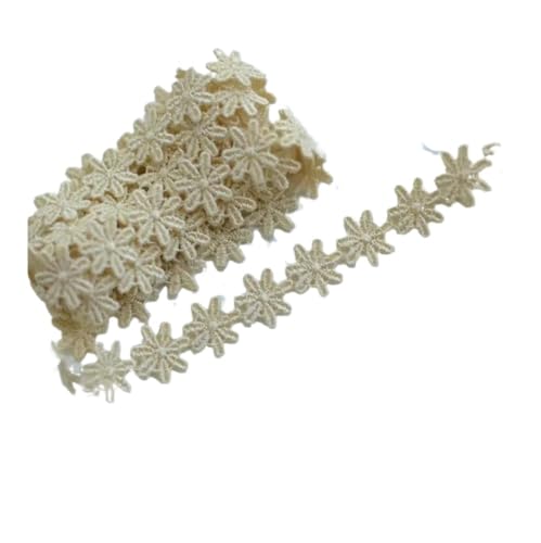 3 Meter handgefertigtes Gänseblümchen-Spitzenband, Patchwork-Material, Weiß, Khaki, Rosa, Spitzenband, DIY, Kleidung, Nähzubehör, 16 mm breit (Khaki) von SIDIFU