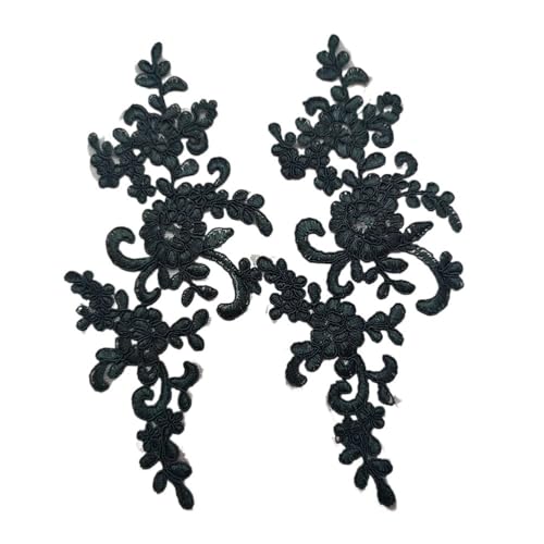 5 Paar Stickerei-Blumen-Spitzenapplikationen zum Aufnähen, Stoff, exquisite Besatz-Flicken, Basteln, Aufkleber, Tasche, Kleid, Dekoration (schwarz) von SIDIFU