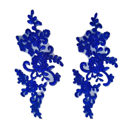 5 Paar Stickerei-Blumen-Spitzenapplikationen zum Aufnähen, Stoff, exquisite Zierleiste, Basteln, Aufkleber, Tasche, Kleid, Dekoration (blau) von SIDIFU