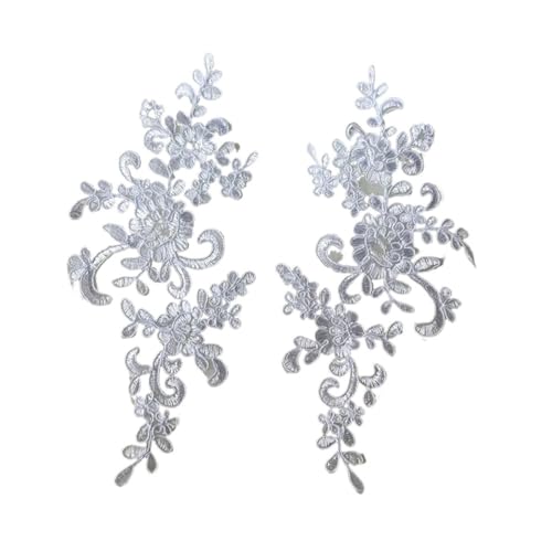 5 Paar Stickerei-Blumen-Spitzenapplikationen zum Aufnähen, Stoff, exquisite Zierleiste, Basteln, Aufkleber, Tasche, Kleid, Dekoration (weiß) von SIDIFU