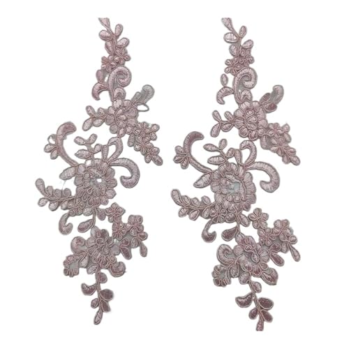 5 Paar bestickte Blumen-Spitzenapplikationen zum Aufnähen auf Stoff, exquisite Besatz-Flicken, Basteln, Aufkleber, Tasche, Kleid, Dekoration (Rosa) von SIDIFU