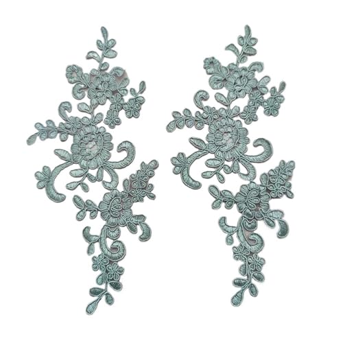 5 Paar bestickte Blumen-Spitzenapplikationen zum Aufnähen auf Stoff, exquisite Besatz-Flicken, Basteln, Aufkleber, Tasche, Kleid, Dekoration (grau) von SIDIFU