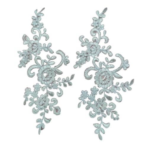 5 Paar bestickte Blumen-Spitzenapplikationen zum Aufnähen auf Stoff, exquisite Besatz-Flicken, Basteln, Aufkleber, Tasche, Kleid, Dekoration (nickelfrei, weiß) von SIDIFU