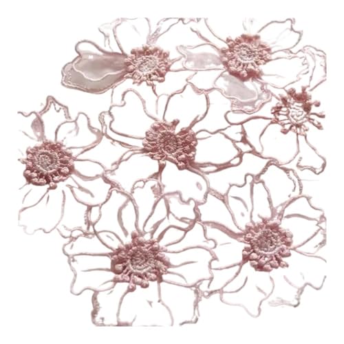 5 Stück doppellagige Spitzenapplikation mit Blumen-Applikation, bestickt, für Bastelarbeiten, Hochzeitskleider, Dekoration, 6,5 cm breit (Rosa) von SIDIFU