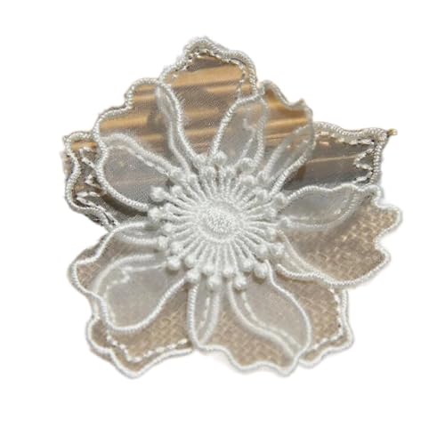 5 Stück doppellagige Spitzenapplikation mit Blumenapplikation, bestickt, für Bastelarbeiten, Hochzeitskleider, Dekoration, 6,5 cm breit (weiß) von SIDIFU
