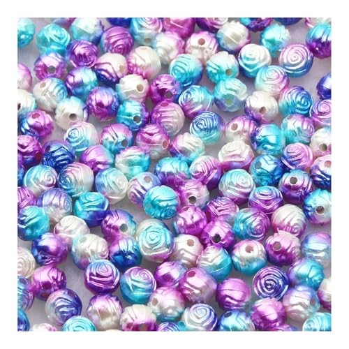 50–100 Stück runde Acrylperlen in 10 Farben, lose Abstandshalter, Blumen, Perlen für Schmuckherstellung, DIY, handgefertigtes Halskettenzubehör (Große 6) von SIDIFU