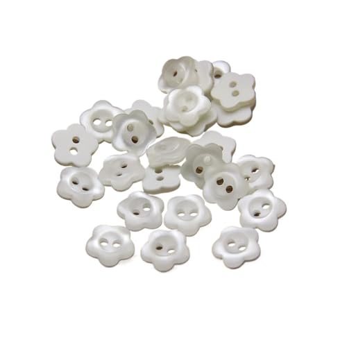 50 Stück Kunstharz-Nähknöpfe, Scrapbooking, Blume, Weiß, zwei Löcher, 11 mm Durchmesser. 50 Stück Kunstharz-Nähknöpfe, Scrapbooking, Blume, Weiß, zwei Löcher, 11 mm Durchmesser. von SIDIFU
