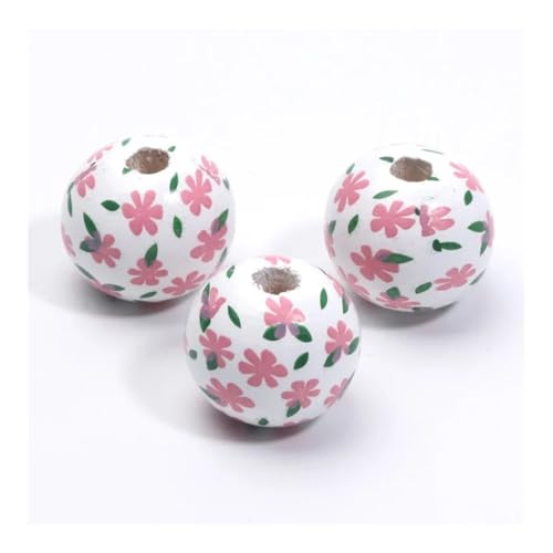C05604 Holzkugeln, Abstandshalter mit Blumenmuster, 16 mm, für Schmuckherstellung, handgefertigt, Dekoration, Stiftzubehör, 10 Stück von SIDIFU