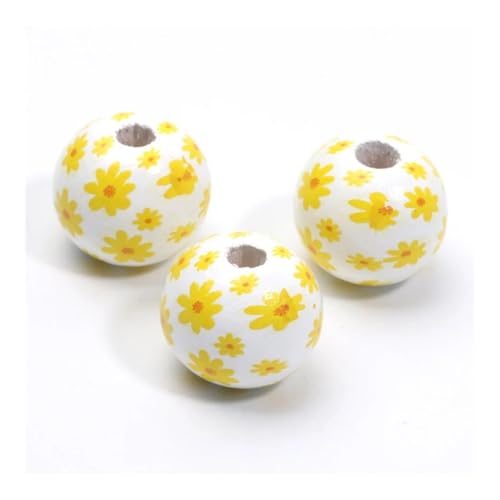 C05607 Holzkugeln, Abstandshalter, 16 mm, bunt, Blumenmuster, 10 Stück, für Schmuckherstellung, handgefertigt, Dekoration, Stiftzubehör C05607 Holzkugeln, Abstandshalter, 16 mm, bunt, Blumenmuster, 10 Stück, für Schmuckherstellung, handgefertigt, Dekoration, Stiftzubehör von SIDIFU