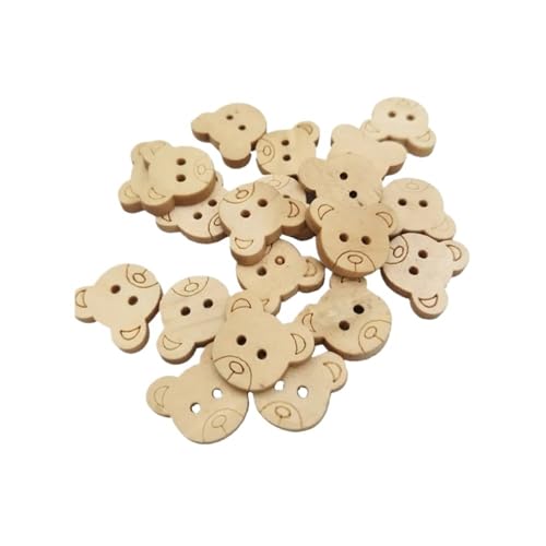 Dekorative Holzknöpfe, 20 Stück/50 Stück/100 Stück, natürliche Teddybär-Charms, 2 Löcher, Nähknöpfe für Kinder (20 Stück) von SIDIFU