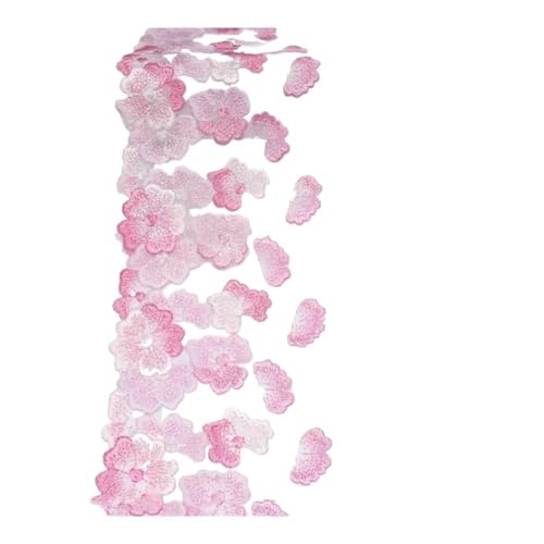 Exquisite und minimalistische Netz-Stickerei, Spitze, dreidimensionales Blumen-Kleidungsdesign, Vorhangzubehör, 19 cm, Netzspitze (Rosa) von SIDIFU