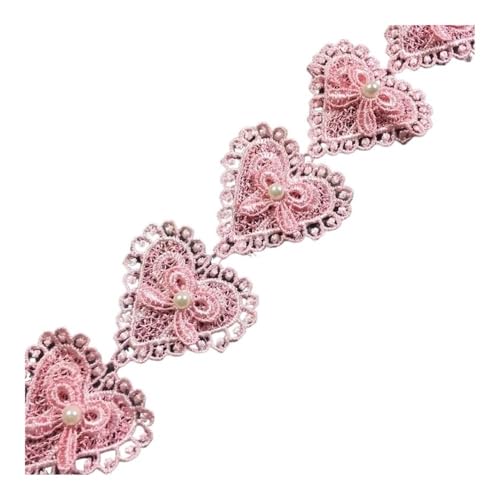 Handgefertigtes Spitzenband, Patchwork-Material, Weiß, Rosa, Herz, Spitzenband, DIY, Kleidung, Nähzubehör, 91 cm (Rosa) von SIDIFU
