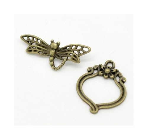 Knebelverschlüsse mit Libellen-Motiv, Antik-Bronze, 29 x 11 mm, 22 x 19 mm, 30 Sets (B15004) von SIDIFU