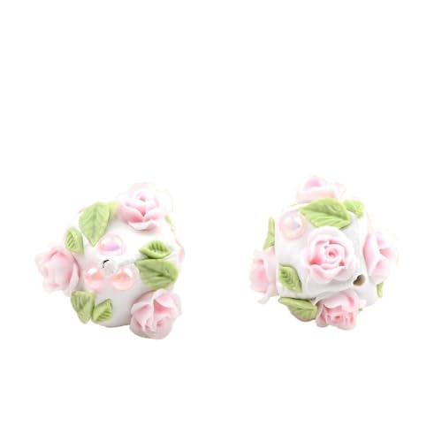 Kreative Rosen-Acrylperlen für Schmuckherstellung, Charm, lose Perlen, DIY-Armband, Halskette, Ohrringe, Schlüsselanhänger, Stift (Rosa), 4 Stück von SIDIFU