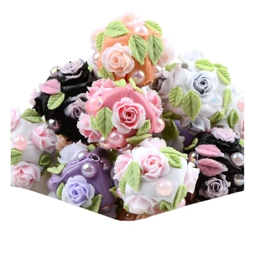 Kreative Rosenblüten-Acrylperlen für Schmuckherstellung, Charm, lose Perlen, DIY-Armband, Halskette, Ohrringe, Schlüsselanhänger, Stift (gemischt) von SIDIFU