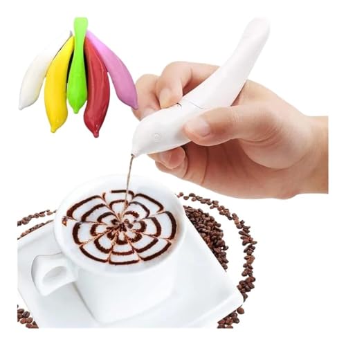 Latte Art Elektrischer Zeichenstift, Kaffeeschablonen, Kaffeeschablonen, Kuchen, Gewürze, Cappuccino, Dekoration, Stift, Backen, Kaffee, Schablonen (rot) von SIDIFU