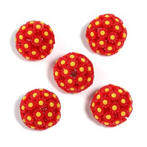 Modische Acryl-Blumen-Kugelperlen, farbiges Harz, kleine Blume, Kleidung, Ohrringe, Stift, runde Perlen, DIY-Zubehör, Material (Dahong) von SIDIFU