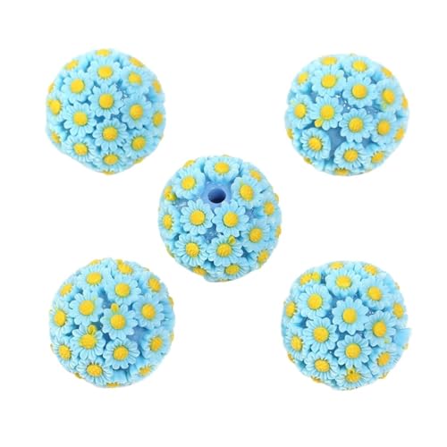 Modische Acryl-Blumen-Kugelperlen, farbiges Harz, kleine Blume, Kleidung, Ohrringe, Stift, runde Perlen, DIY-Zubehör, Material (Tianlan) von SIDIFU
