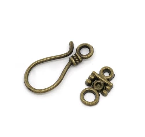 Schöne 50 Sets bronzefarbene Haken-Knebelverschlüsse, 23 x 10 mm, 14 x 8 mm von SIDIFU