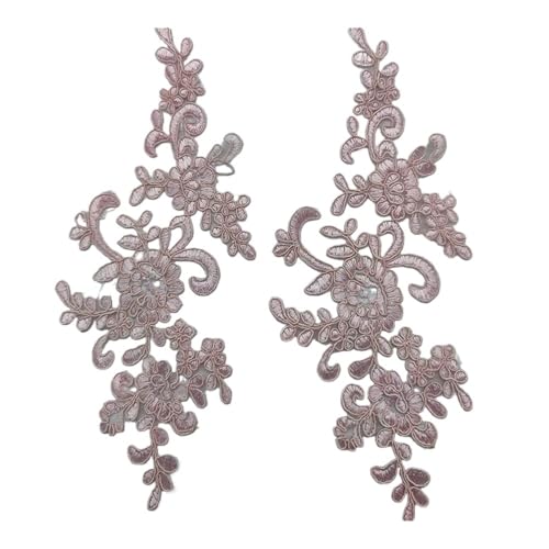Spitzenapplikation zum Aufnähen, Stoff, 1 Paar, Stickerei, Blume, exquisiter Rand, Aufkleber, Tasche, Kleid, Dekoration (Rosa) von SIDIFU