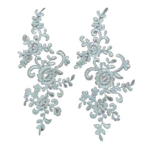 Spitzenapplikation zum Aufnähen, Stoff, 1 Paar, Stickerei, Blume, exquisiter Rand, Aufkleber, Tasche, Kleid, Dekoration (weiß) von SIDIFU