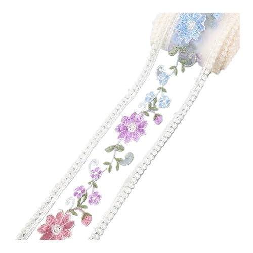 Spitzenband mit Blumenstickerei, 4,5 m, für Schleifen, Kleidung, Dekor, Nähstoff, Bastelbedarf, Handarbeitszubehör (14) von SIDIFU