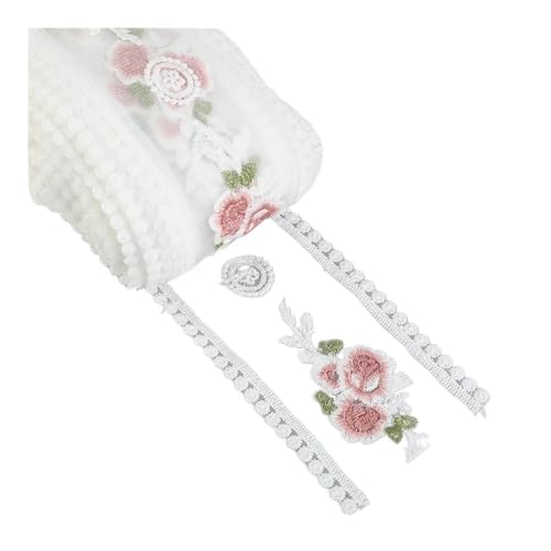 Spitzenband mit Blumenstickerei, 4,5 m, für Schleifen, Kleidung, Dekor, Nähstoff, Bastelbedarf, Handarbeitszubehör (17) von SIDIFU