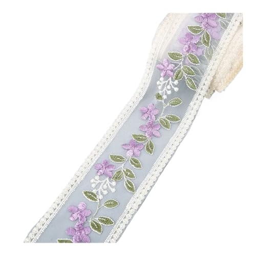 Spitzenband mit Blumenstickerei, 4,5 m für Schleifen, Kleidung, Dekoration, Nähstoff, Bastelbedarf, Handarbeitszubehör (Größe S, 4) von SIDIFU