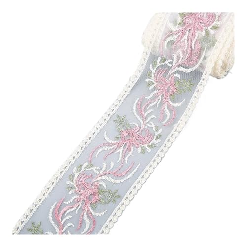 Spitzenband mit Blumenstickerei, 4,5 m für Schleifen, Kleidung, Dekoration, Nähstoff, Bastelbedarf, Handarbeitszubehör (Größe S, 5) von SIDIFU