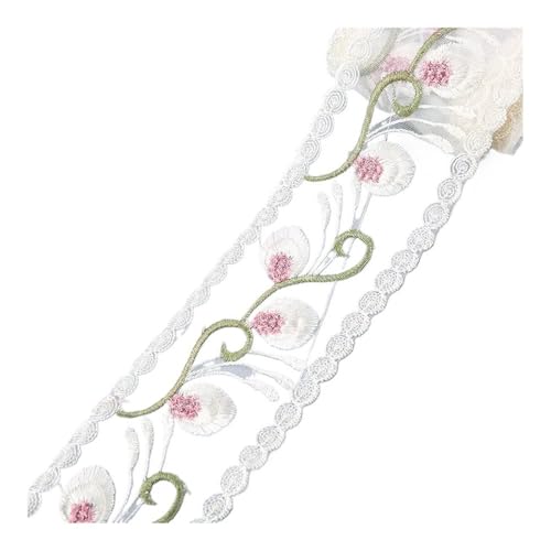Spitzenband mit Blumenstickerei, 4,5 m für Schleifen, Kleidung, Dekoration, Nähstoff, Bastelbedarf, Handarbeitszubehör (klein 1) von SIDIFU