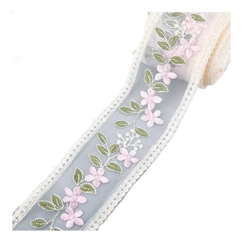Spitzenband mit Blumenstickerei, 4,5 m für Schleifen, Kleidung, Dekoration, Nähstoff, Bastelbedarf, Handarbeitszubehör (klein 2) von SIDIFU