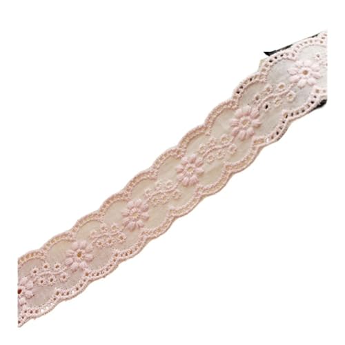 Stickerei-Blume, hohl, Baumwollstoff, Spitzenbesatz, Stoffmanschetten, Rocksaum, Zubehör, 4,5 m, 2,7 cm breit (Rosa) von SIDIFU