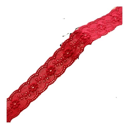 Stickerei-Blume, hohl, Baumwollstoff, Spitzenbesatz, Stoffmanschetten, Rocksaum, Zubehör, 4,5 m, 2,7 cm breit (Weinrot) von SIDIFU