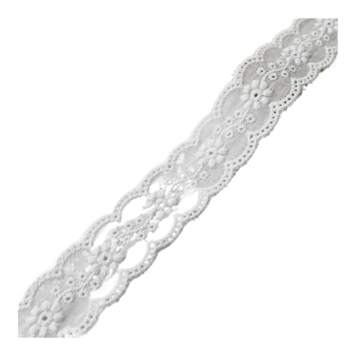 Stickerei-Blume, hohl, Baumwollstoff, Spitzenbesatz, Stoffmanschetten, Rocksaum, Zubehör, 4,5 m, 2,7 cm breit (Weiß 1) von SIDIFU
