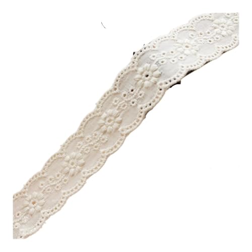 Stickerei-Blume, hohl, Baumwollstoff, Spitzenbesatz, Stoffmanschetten, Rocksaum, Zubehör, 4,5 m, 2,7 cm breit (beige) von SIDIFU