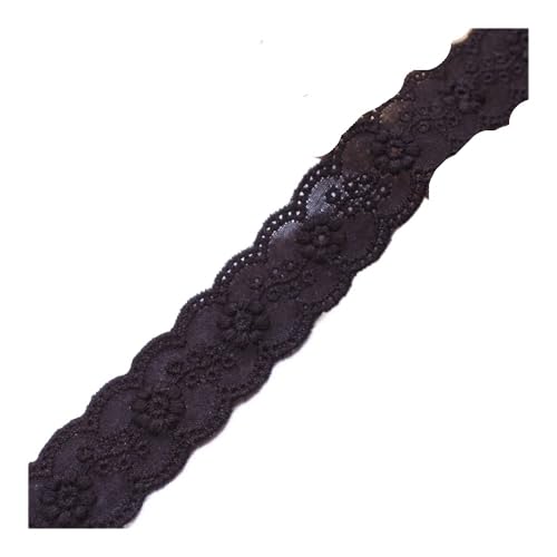 Stickerei-Blume, hohl, Baumwollstoff, Spitzenbesatz, Stoffmanschetten, Rocksaum, Zubehör, 4,5 m, 2,7 cm breit (schwarz) von SIDIFU