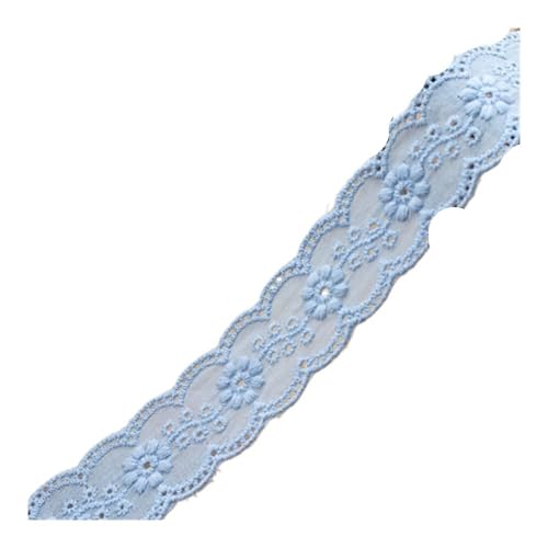Stickerei-Blume, hohl, Baumwollstoff, Spitzenbesatz, Stoffmanschetten, Rocksaum-Zubehör, 4,5 m, 2,7 cm breit (hellblau) von SIDIFU