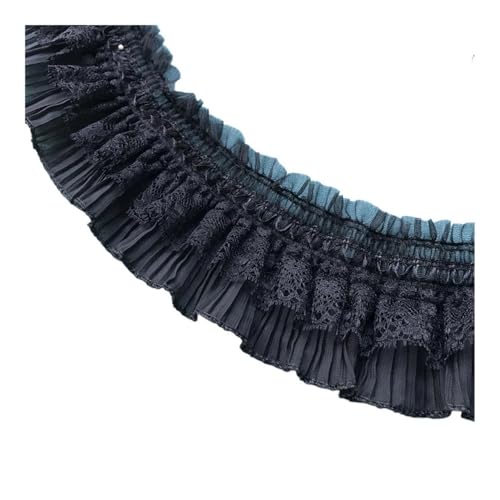 Stretch-Spitzenband, elastisch, Rüschenborte zum Nähen, Kleidung, Basteln, 91 cm, Weiß / Schwarz (Stil 1-Schwarz) von SIDIFU