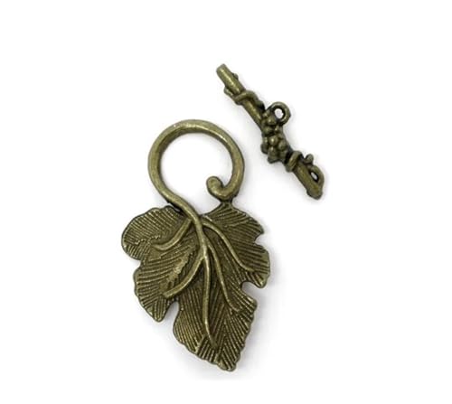 Vintage-Knebelverschlüsse, Traubenblatt, Antik-Bronzefarbe, Metallanhänger, DIY-Herstellung, Halsketten, Armbänder, Damen, Schmuck, 20 Sets von SIDIFU