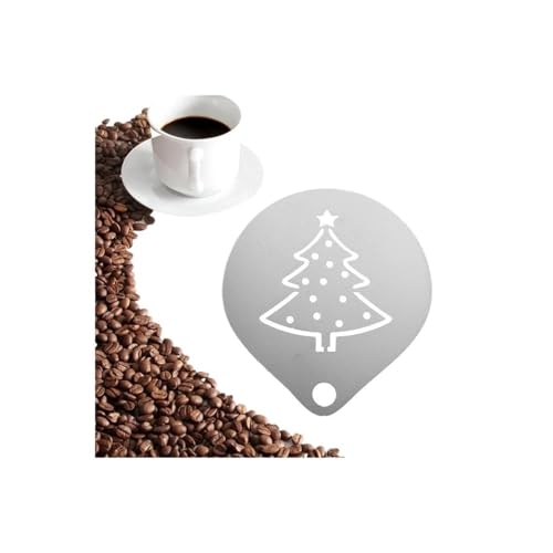 Weihnachtsschablone zum Dekorieren von Kuchen, Schaumstoff, Latte Art, Schablonen, Puderschablone, DIY, Backkunst, wiederverwendbar, Barista (schwarz) von SIDIFU