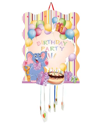 Piñata zum Kindergeburtstag, Pinata für Kinder, Dekoration für Kinderpartys, Jungen und Mädchen, große Pinata, zum Befüllen mit Spielzeug und Süßigkeiten, leicht zu befüllen (Elefant) von SIDRAL