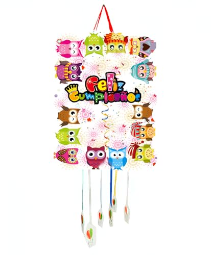Piñata zum Kindergeburtstag, Pinata für Kinder, Dekoration für Kinderpartys, Jungen und Mädchen, große Pinata, zum Befüllen mit Spielzeug und Süßigkeiten, leicht zu befüllen (Eulen) von SIDRAL