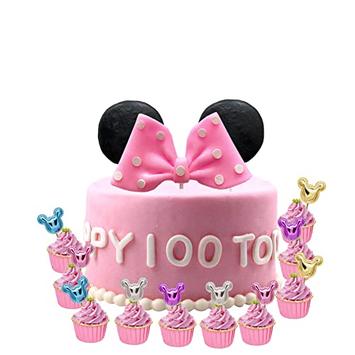Mini Maus Tortendeko,13 StückTortendeko Mouse,Tortendeko Geburtstag With pink bow für Baby Shower Mädchen Kinder Geburtstag Cartoon Party Decor von SIEBOLD