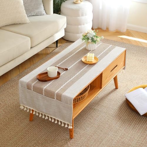 SIELUNO Couchtisch-Abdeckung, Bauernhaus-Stil, Kaffeestreifen, 50,8 x 152,4 cm von SIELUNO