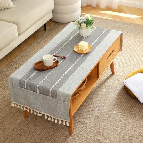 SIELUNO Couchtisch-Abdeckung, Bauernhaus-Stil, graue Streifen, 50,8 x 152,4 cm SIELUNO Couchtisch-Abdeckung, Bauernhaus-Stil, graue Streifen, 50,8 x 152,4 cm von SIELUNO